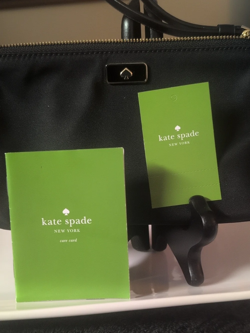 kate spade Black Nylon Wristlet with Gold Accent